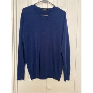 Mens F&F Navy Blue Pullover V Neck  Shirt Size M Long Sleeves Classy